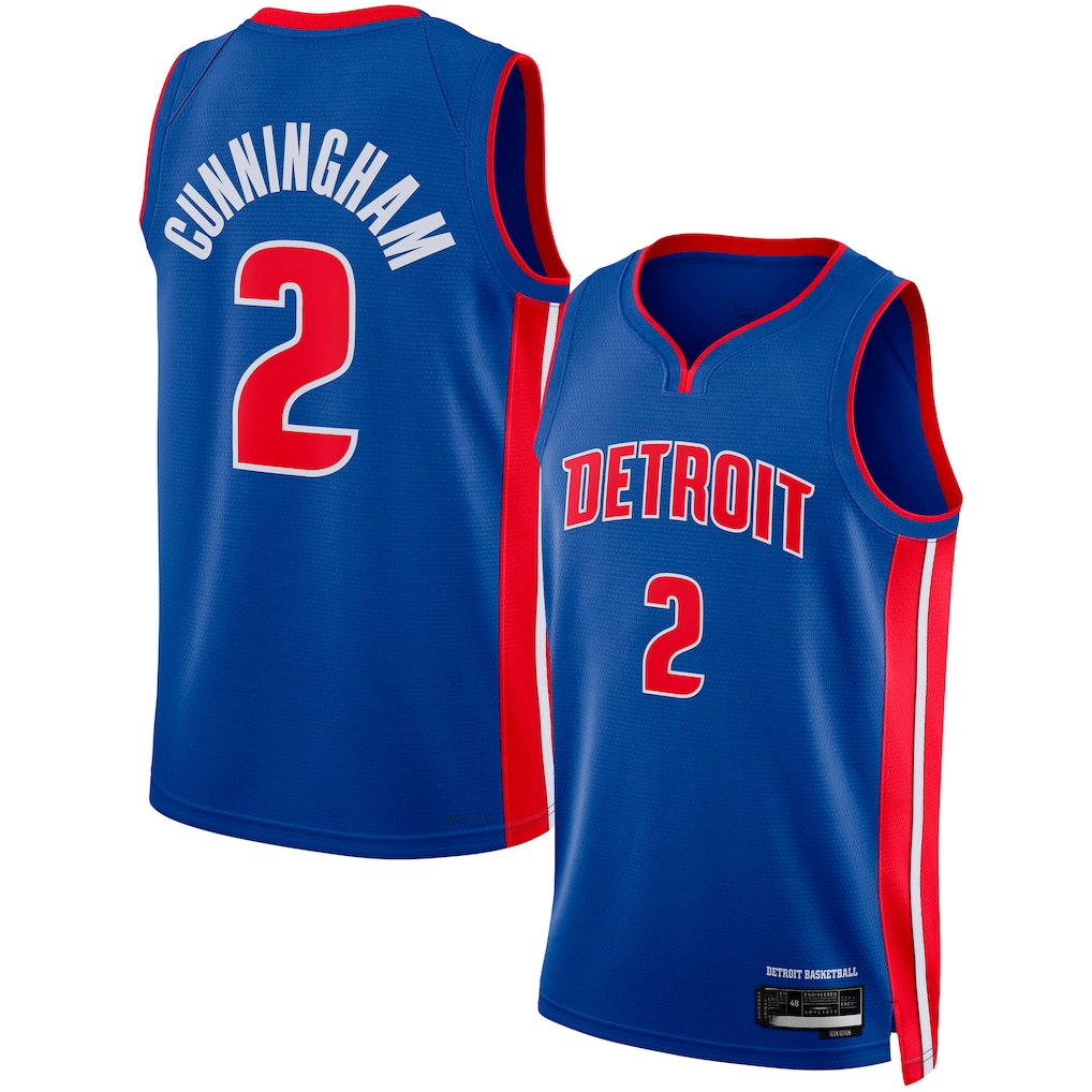 tuec D.Pistons #2 Cade Cunningham Blue Swingman Jerseys - Icon Edition