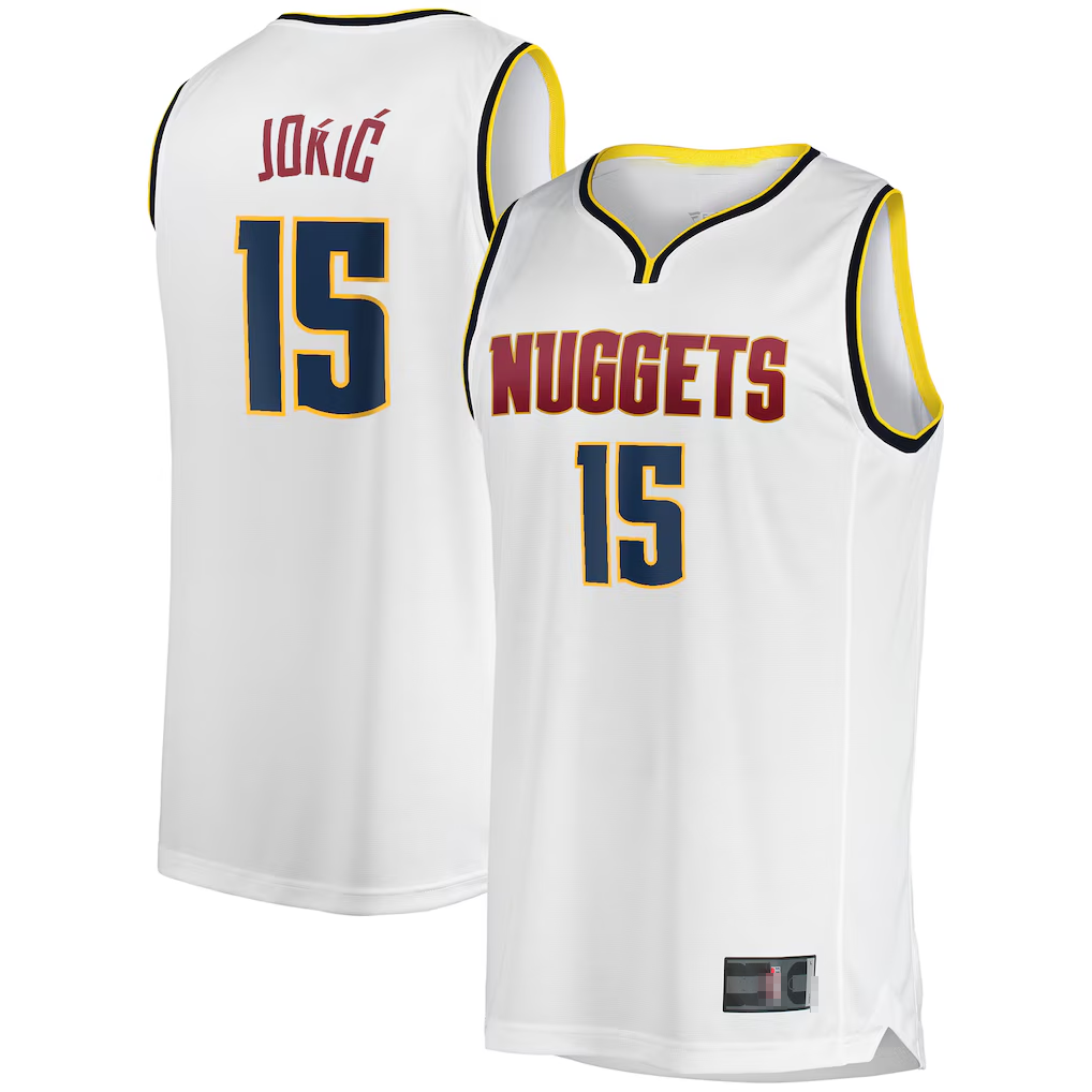 tuec D.Nuggets #15 Nikola Jokic White Fast Break Player Jerseys - Association Edition