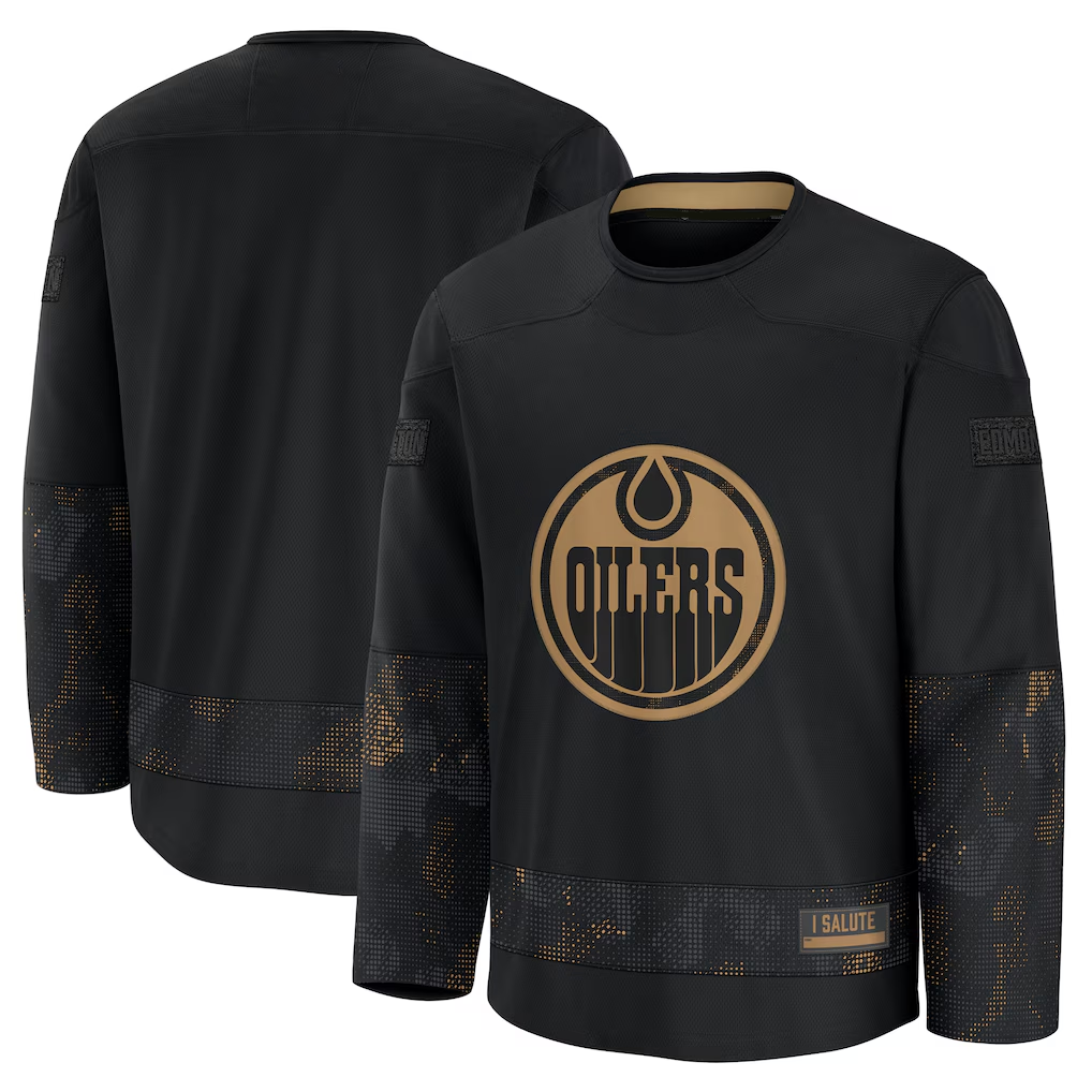 Tuec E.Oilers Black 2024 Military Appreciation Practice Jerseys
