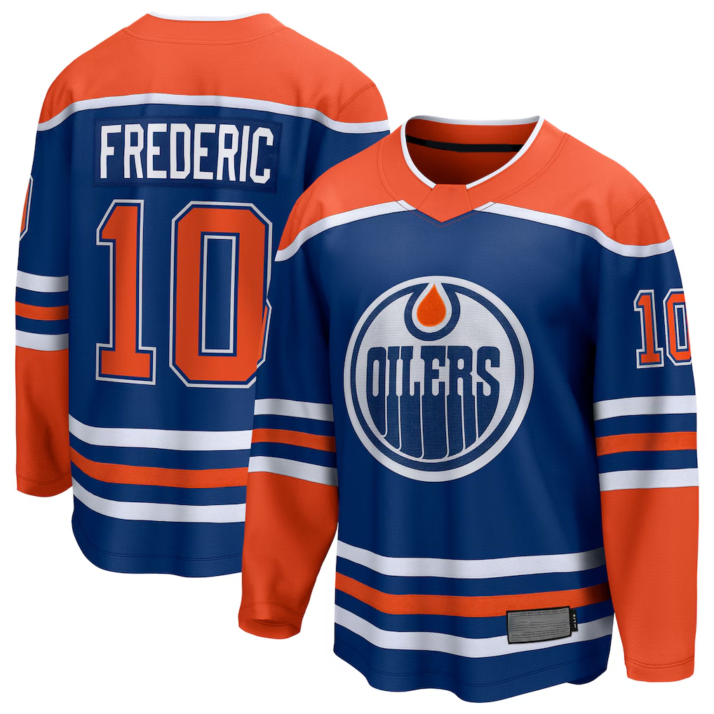 Tuec E.Oilers #10 Trent Frederic Royal Home Breakaway Jerseys