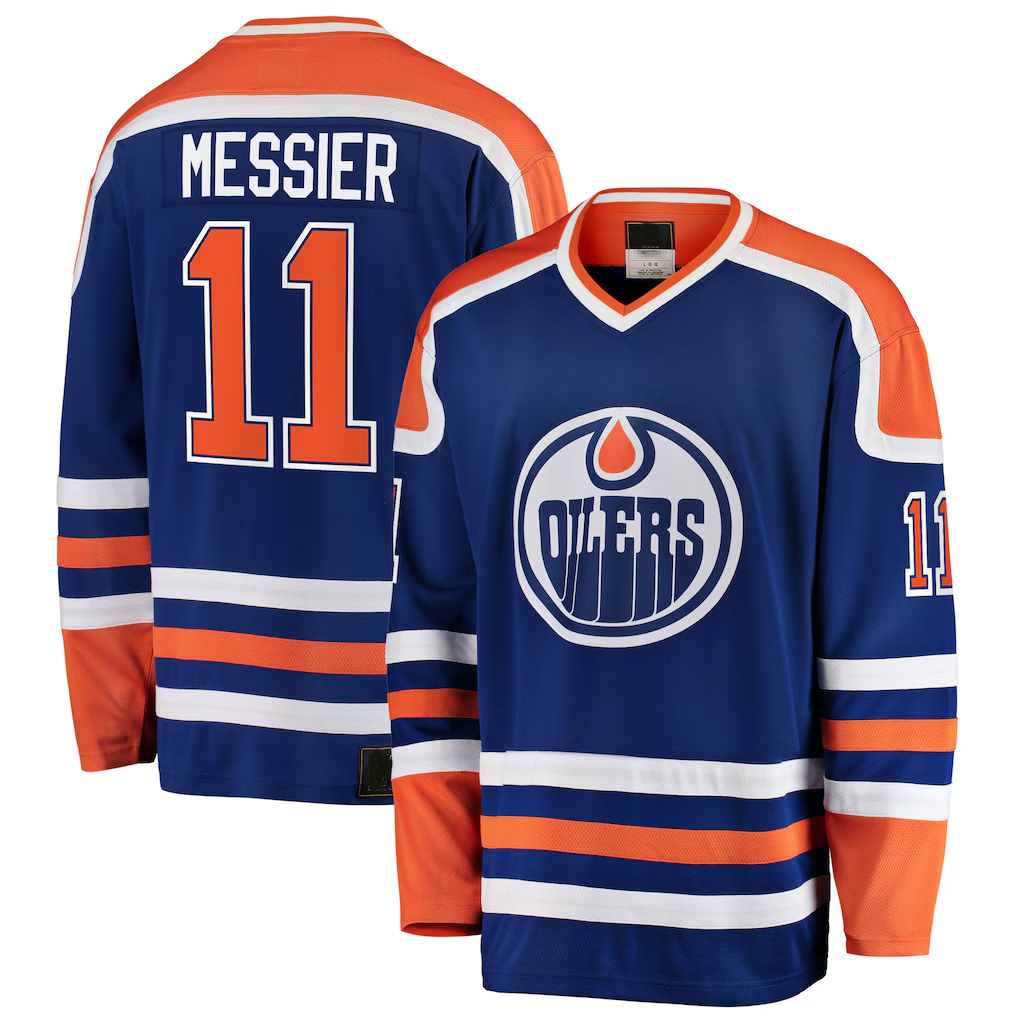 Tuec E.Oilers #11 Mark Messier Blue Premier Breakaway Retired Player Jerseys