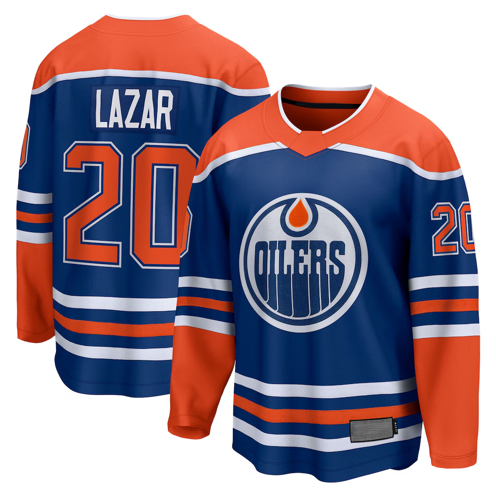Tuec E.Oilers #20 Curtis Lazar Royal Home Breakaway Jerseys