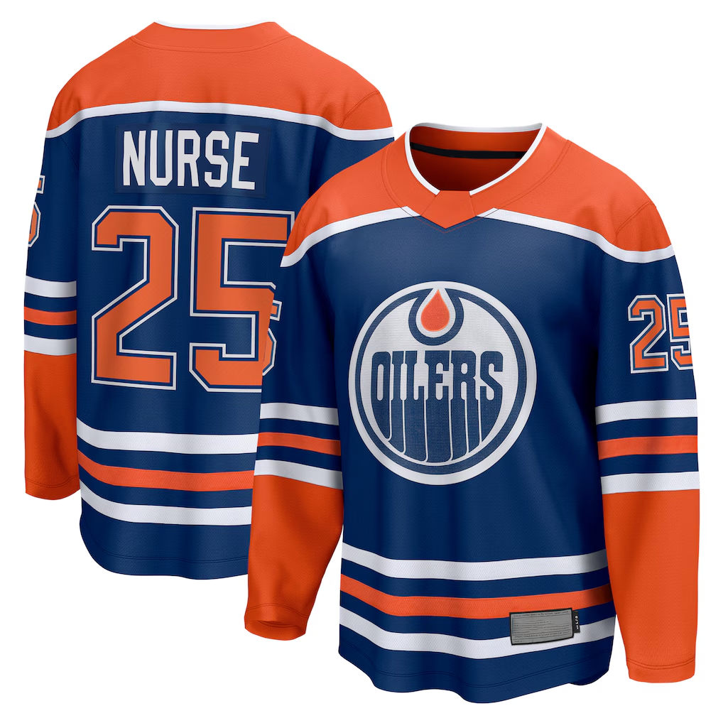 Tuec E.Oilers #25 Darnell Nurse Royal Home Breakaway Player Jerseys