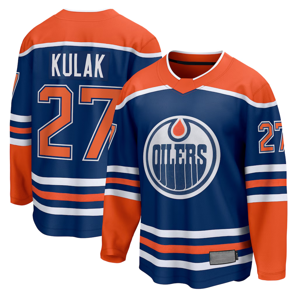 Tuec E.Oilers #27 Brett Kulak Royal Home Breakaway Player Jerseys