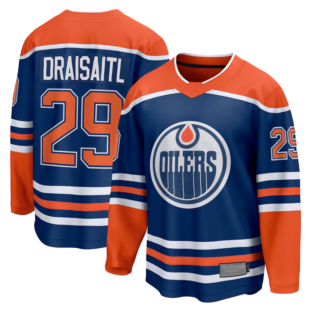 Tuec E.Oilers #29 Leon Draisaitl Royal Home Breakaway Jerseys