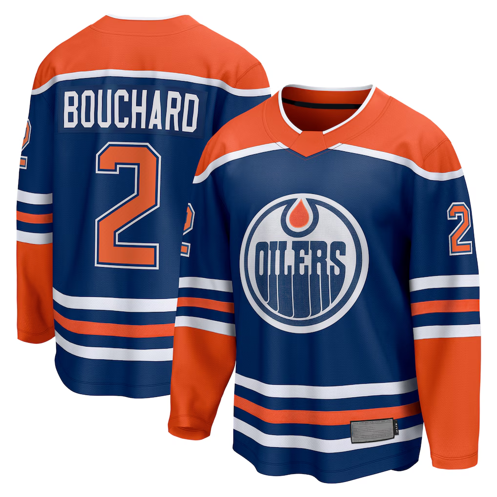 Tuec E.Oilers #2 Evan Bouchard Royal Home Breakaway Player Jerseys