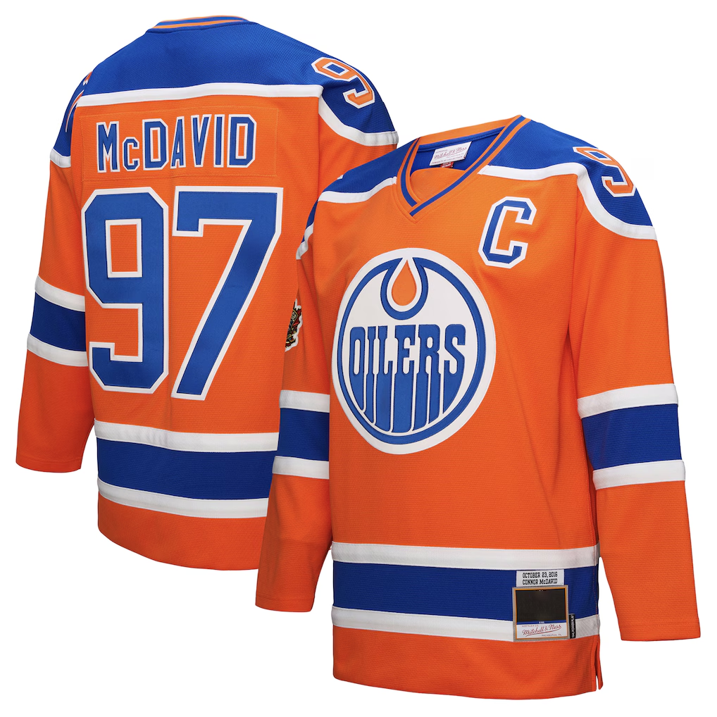 Tuec E.Oilers #97 Connor McDavid Mitchell & Ness Orange Power Play Jerseys