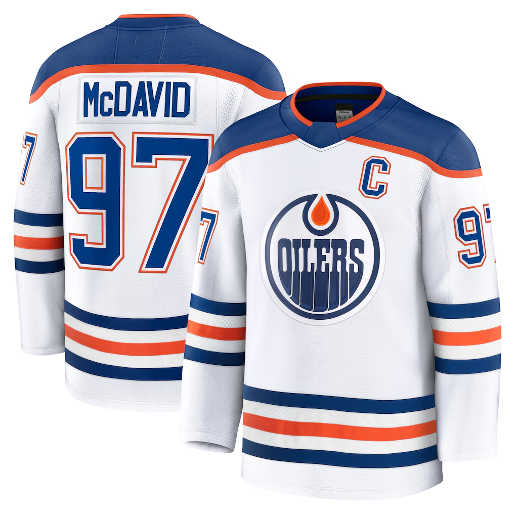 Tuec E.Oilers #97 Connor McDavid White Away Premium Jerseys