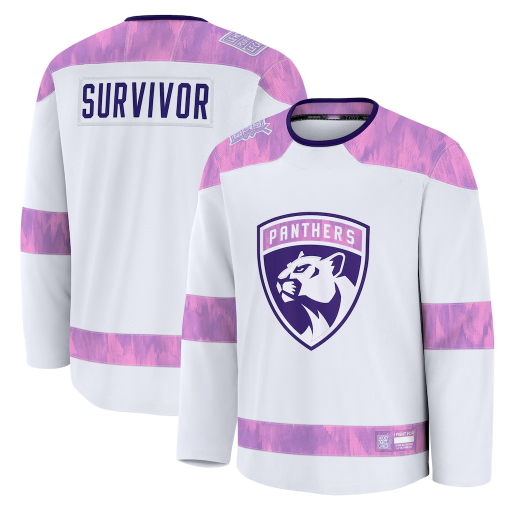 Tuec F.Panthers White Hockey Fights Cancer Survivor Practice Jerseys