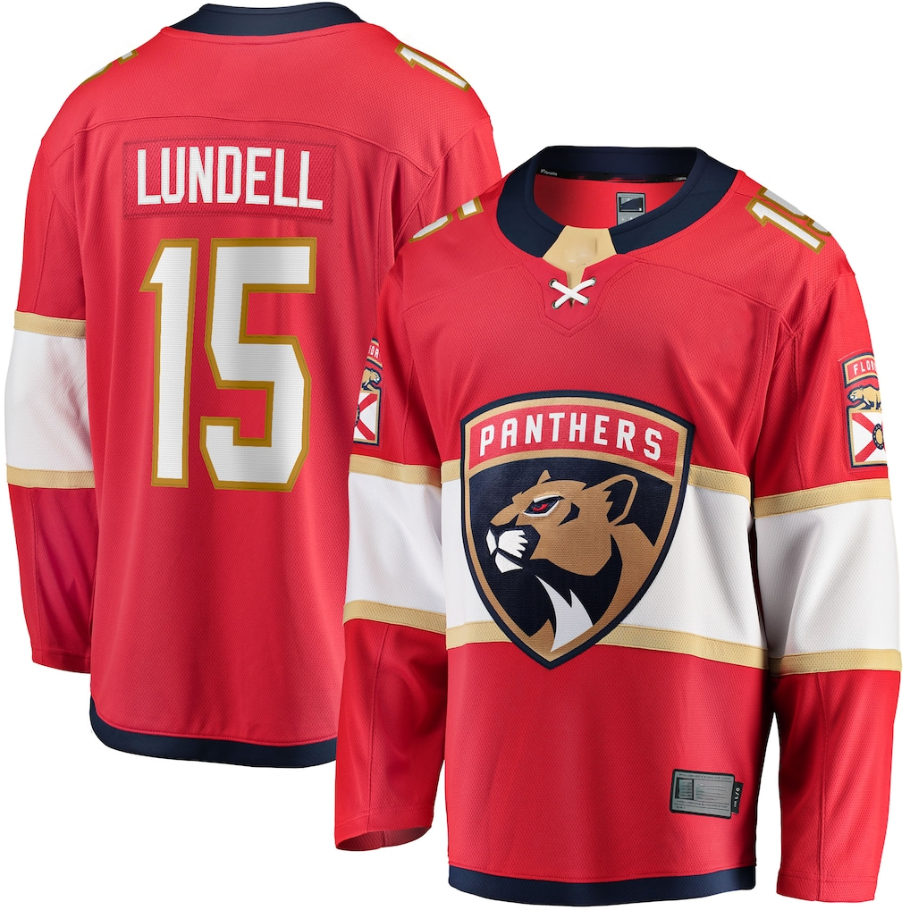 Tuec F.Panthers F.Panthers #15 Anton Lundell Red Home Breakaway Player Jerseys