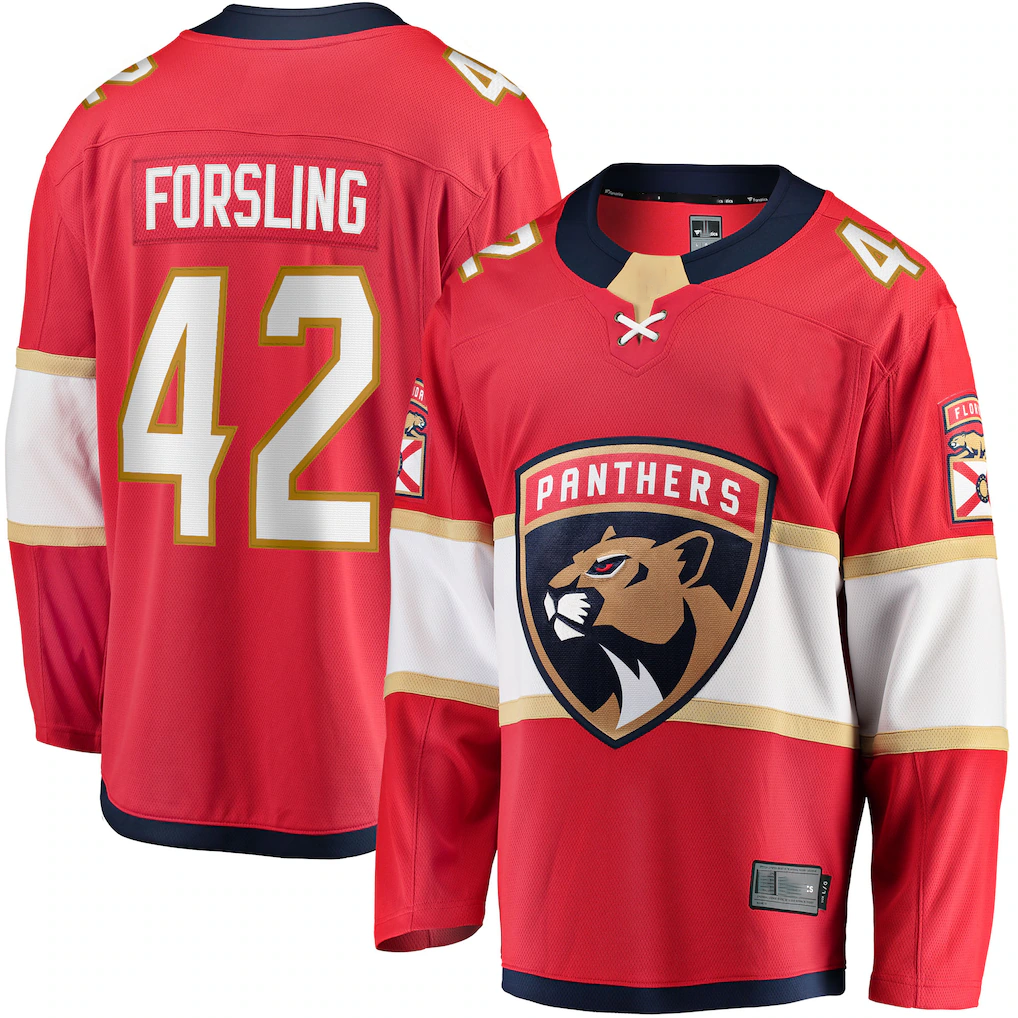 Tuec F.Panthers #42 Gustav Forsling Red Home Breakaway Player Jerseys