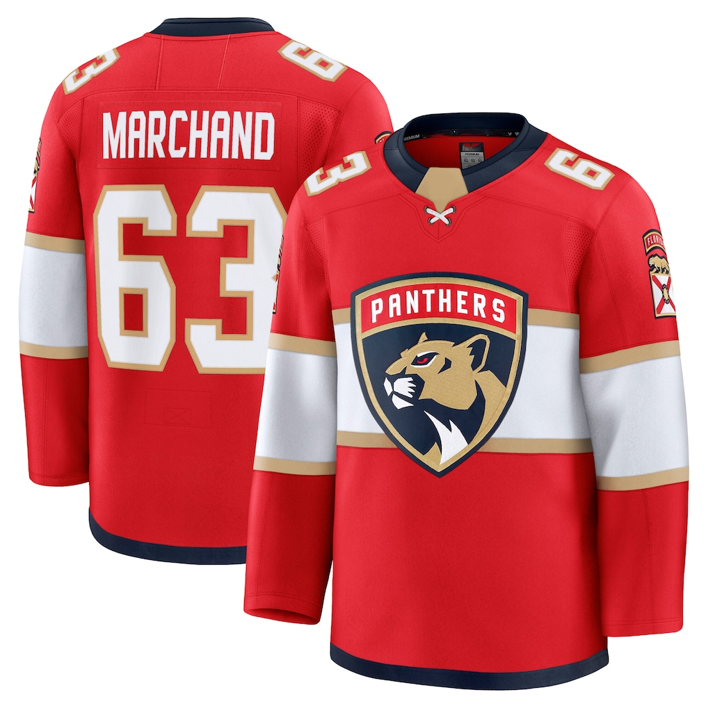 Tuec F.Panthers #63 Brad Marchand Red Home Premium Jerseys
