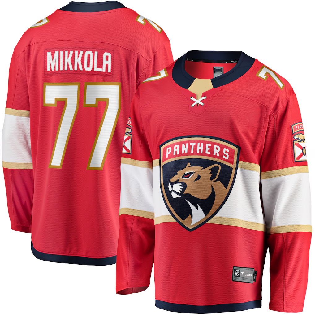 Tuec F.Panthers #77 Niko Mikkola Red Premier Breakaway Player Jerseys