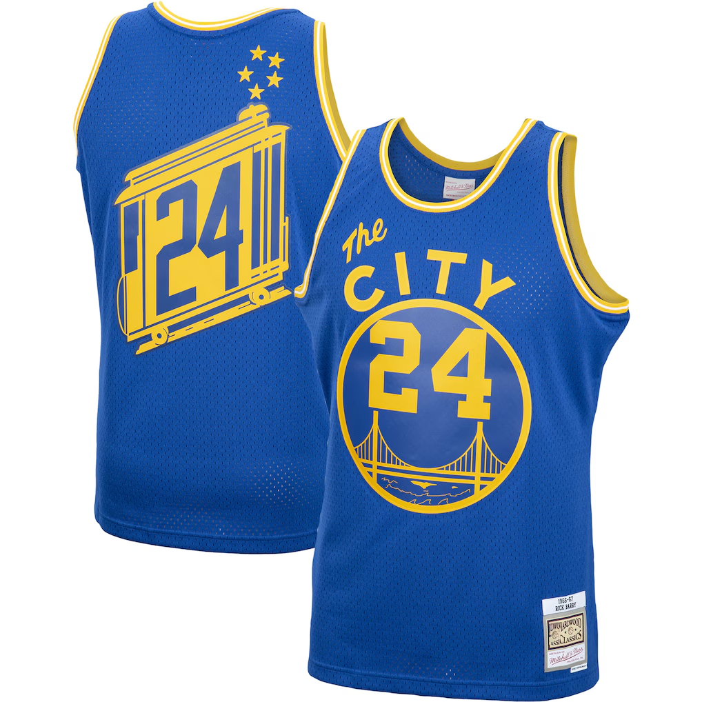 tuec G.State Warriors #24 Rick Barry Mitchell & Ness Royal 1966-67 Hardwood Classics Swingman Jerseys