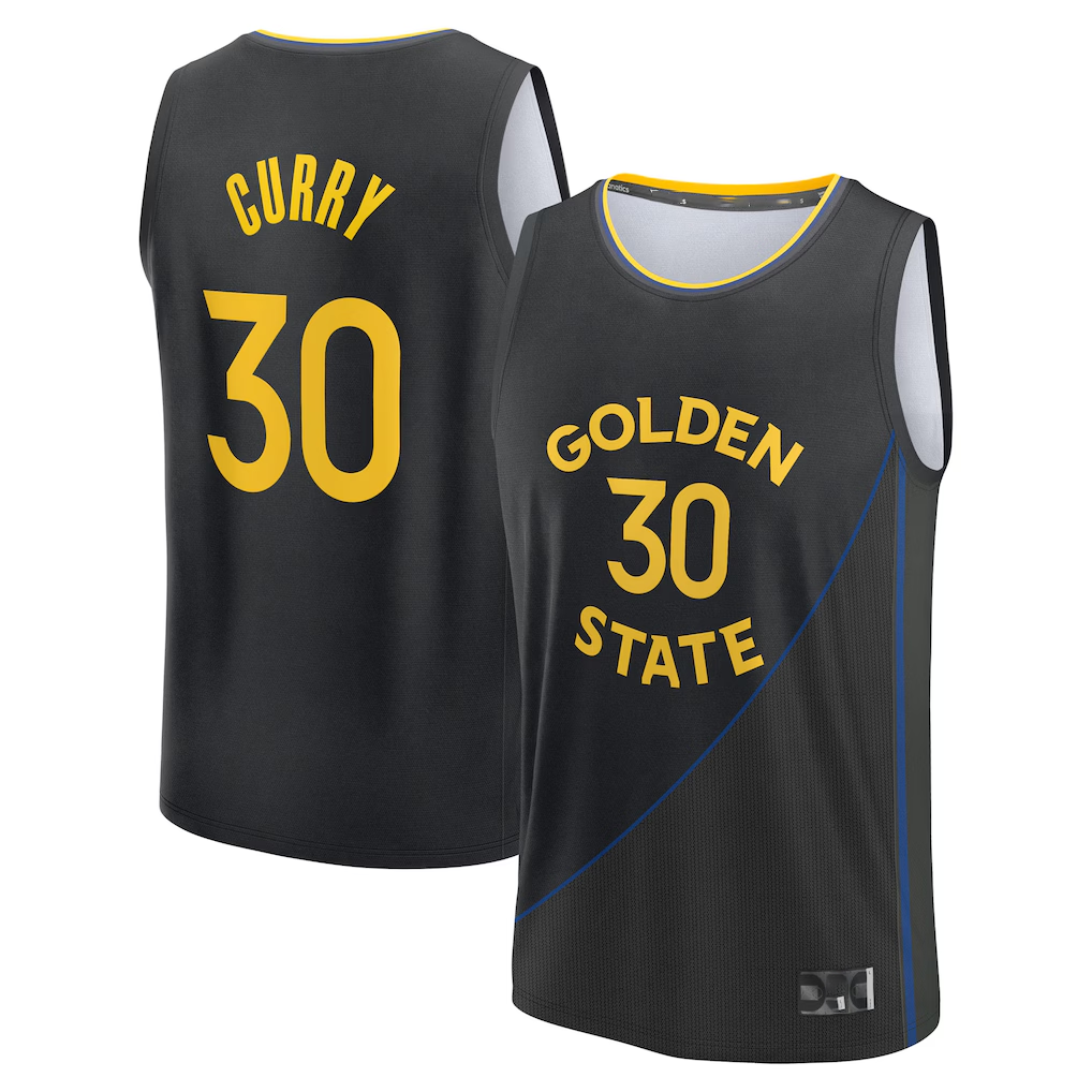 tuec G.State Warriors #30 Stephen Curry Black Fast Break Replica Player Jerseys - Statement Edition