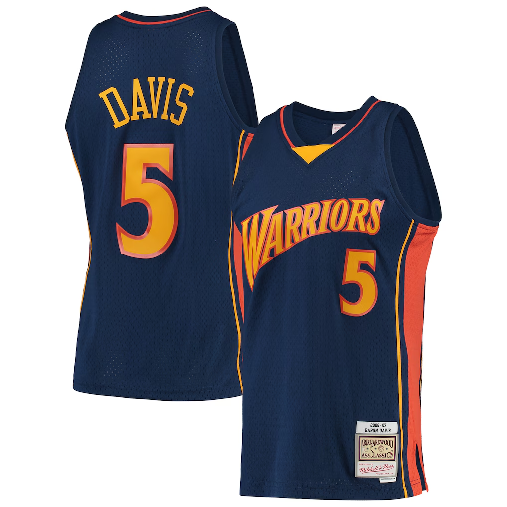 tuec G.State Warriors #5 Baron Davis Mitchell & Ness Navy 200607 Hardwood Classics Swingman Jerseys