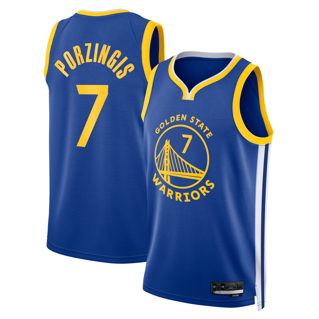 tuec G.State Warriors #7 Kristaps Porzi??is Royal Swingman Jerseys - Icon Edition