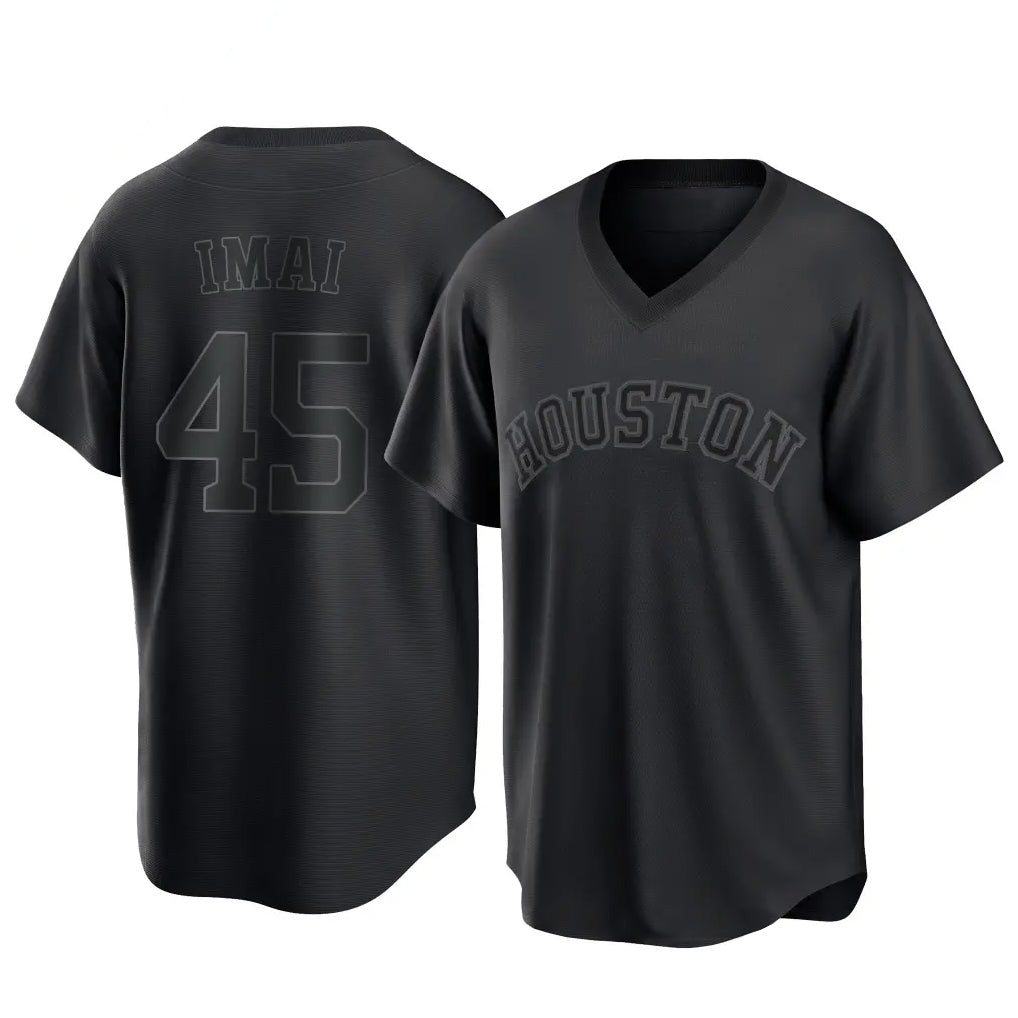 tuec H.Astros #45 Tatsuya Imai Player Black Fashion T-shirt Home Game Stitched Jerseys