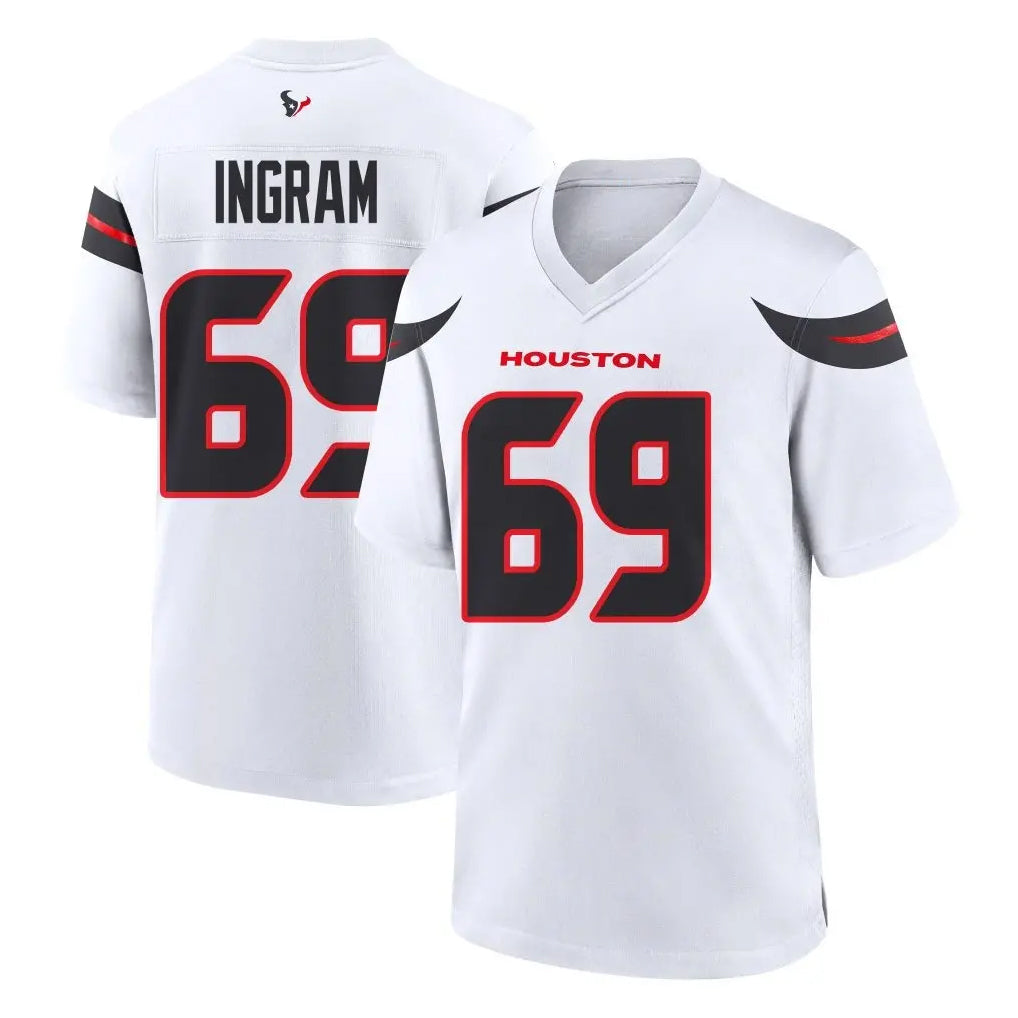 Tuec H.Texans #69 Ed Ingram Player White Home Game Stitched Jerseys