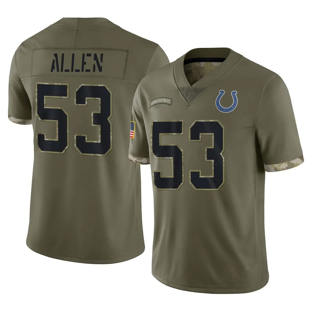 Tuec IN.Colts #53 CJ Allen Player Olive Salute To Service Limited Stitched Jerseys
