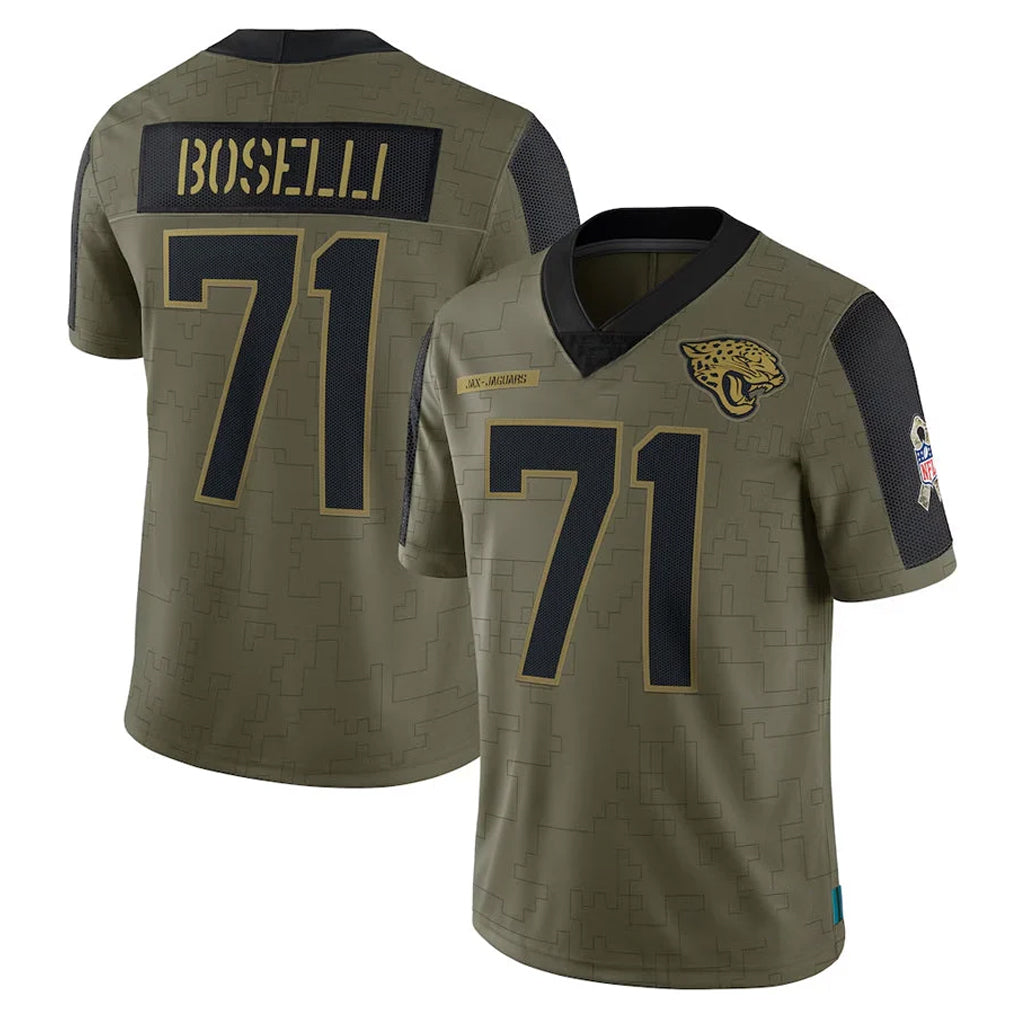 Tuec J.Jaguars #71 Tony Boselli?Player Olive Salute To Service Limited Game Stitched Jerseys