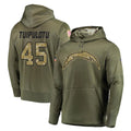 Tuec LA.Chargers #45 Tuli Tuipulotu Player Olive Salute to Service Pullover Hoodies Home Game Stitched Jerseys
