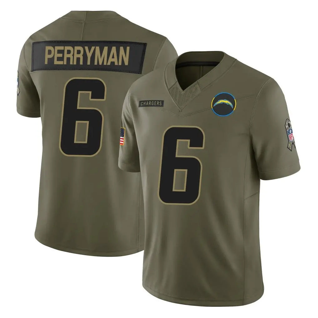 tuec LA.Chargers #6 Denzel Perryman Player Olive 2025 Salute To Service Limited Game Stitched Jerseys