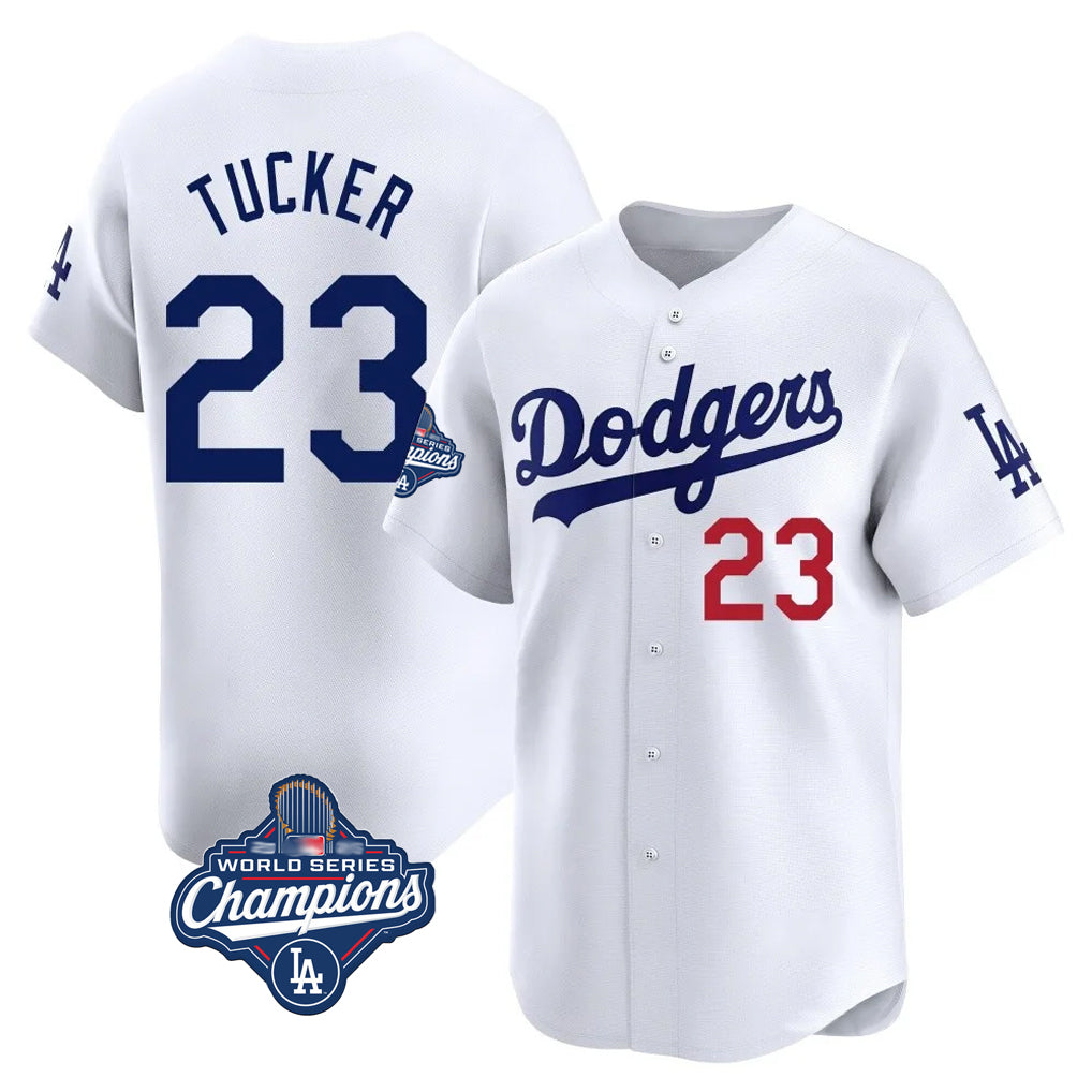 tuec LA.Dodgers #23 Kyle Tucker Player White World Series Meet Limited Home Stitched Jerseys