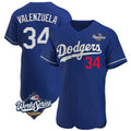 tuec LA.Dodgers #34 Fernando Valenzuela Player Royal World Series Limited Elite Home Stitched Jerseys