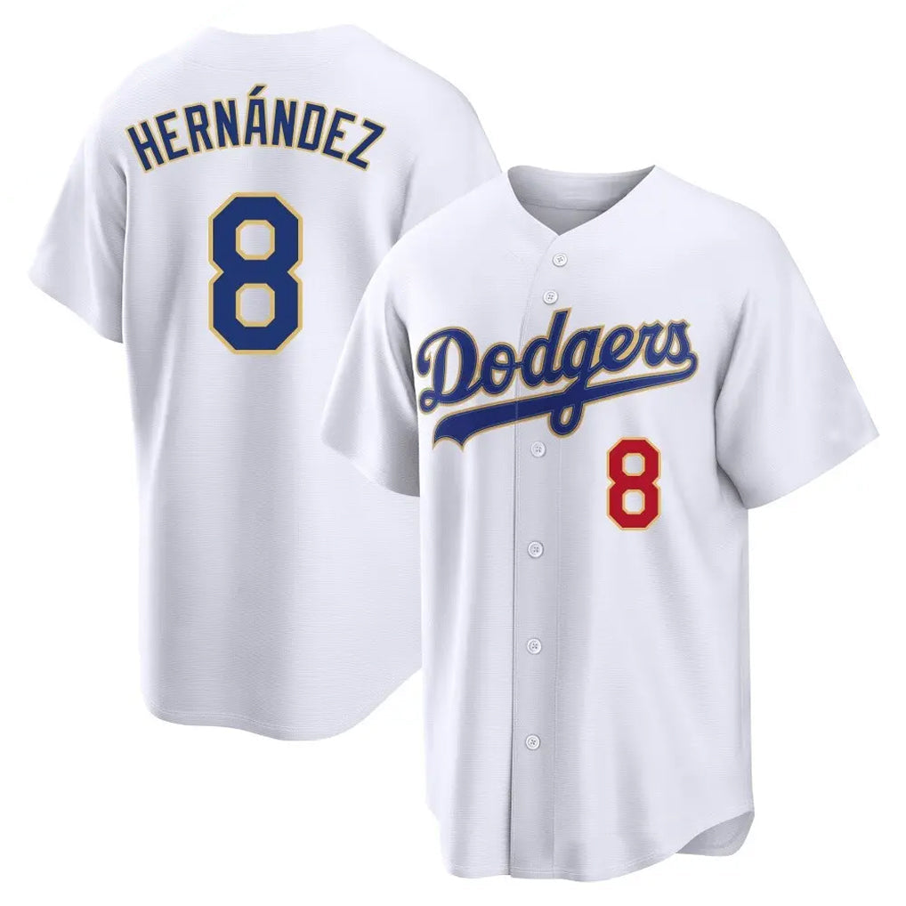 tuec LA.Dodgers #8 Enrique Hern?¡ì?¨¦ndez Player Gold White 2026 Collection Stadium Limited Stitched Jerseys