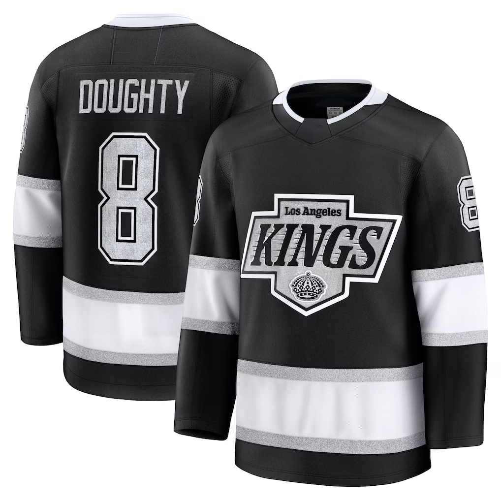 Tuec LA.Kings #8 Drew Doughty Black Home Premium Jerseys