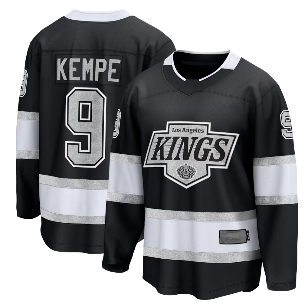 Tuec LA.Kings #9 Adrian Kempe Black Home Premier Breakaway Player Jerseys