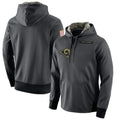 tuec LA.Rams Gray Pullover Hoodie Limited Game Blank Player Stitched Jerseys