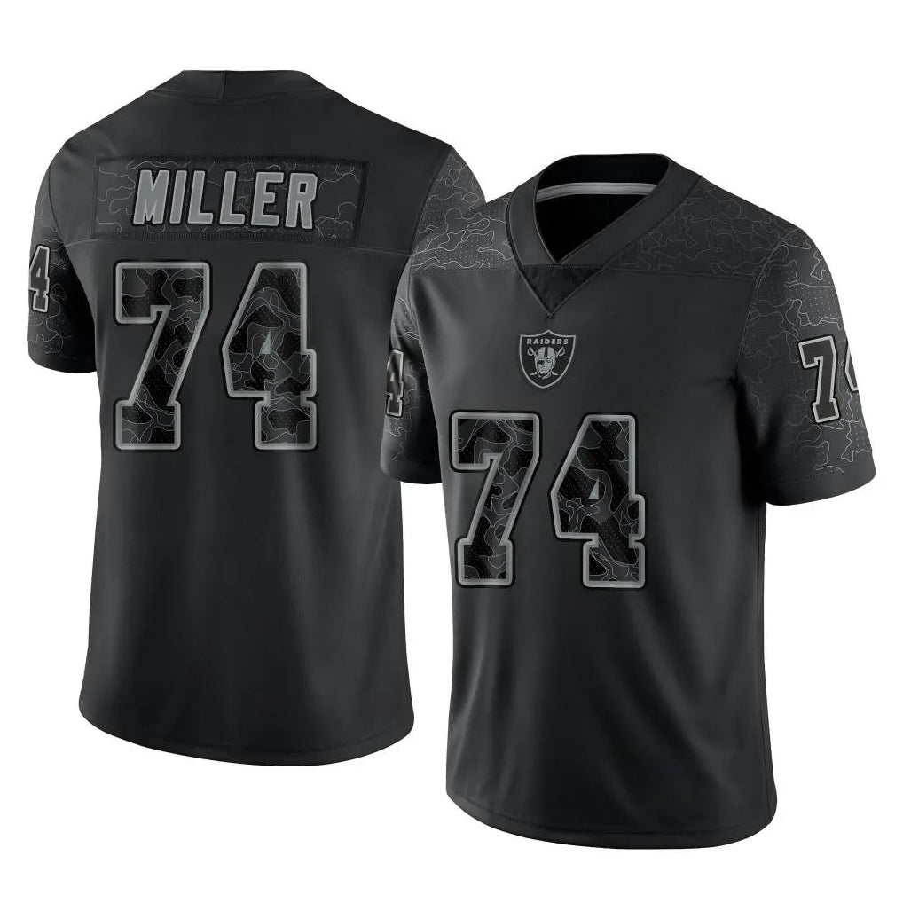 Tuec LV.Raiders #74 Kolton Miller Player Black Reflective Limited Game Stitched Jerseys