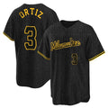 tuec M.Brewers #3 Joey Ortiz Player Black Snake Skin City Home Game Stitched Jerseys