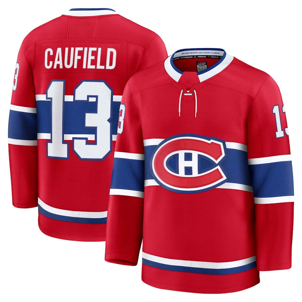 Tuec M.Canadiens #13 Cole Caufield Red Home Premium Jerseys