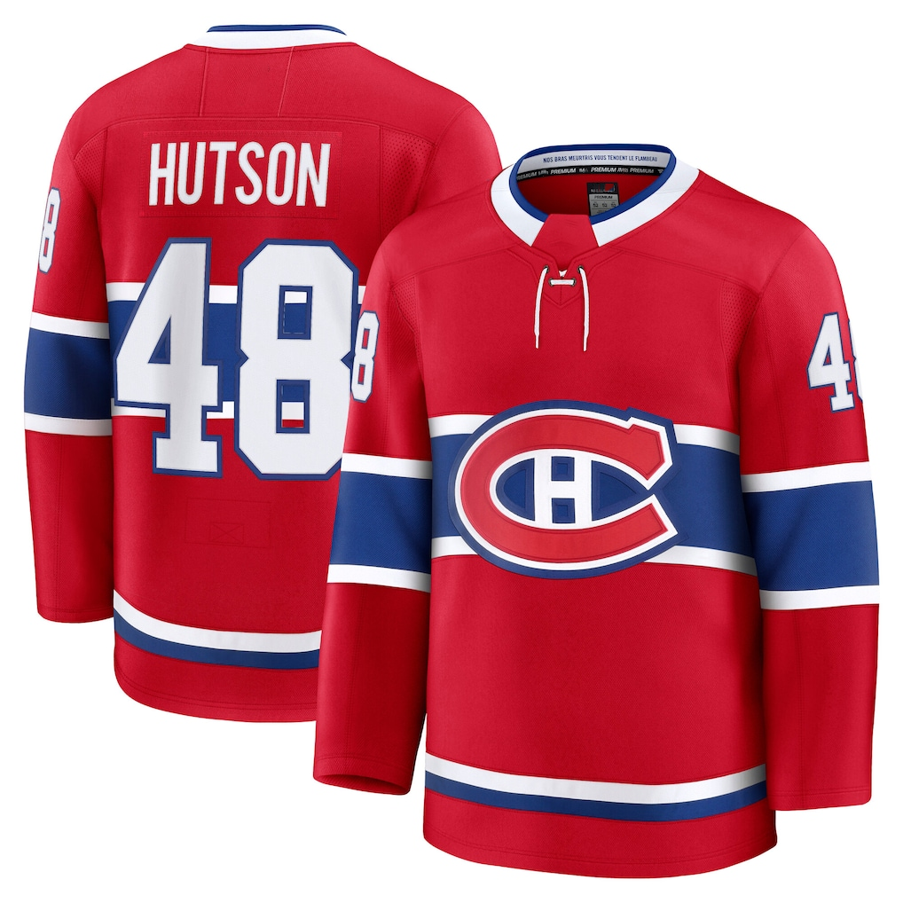 Tuec M.Canadiens #48 Lane Hutson Red Home Premium Jerseys