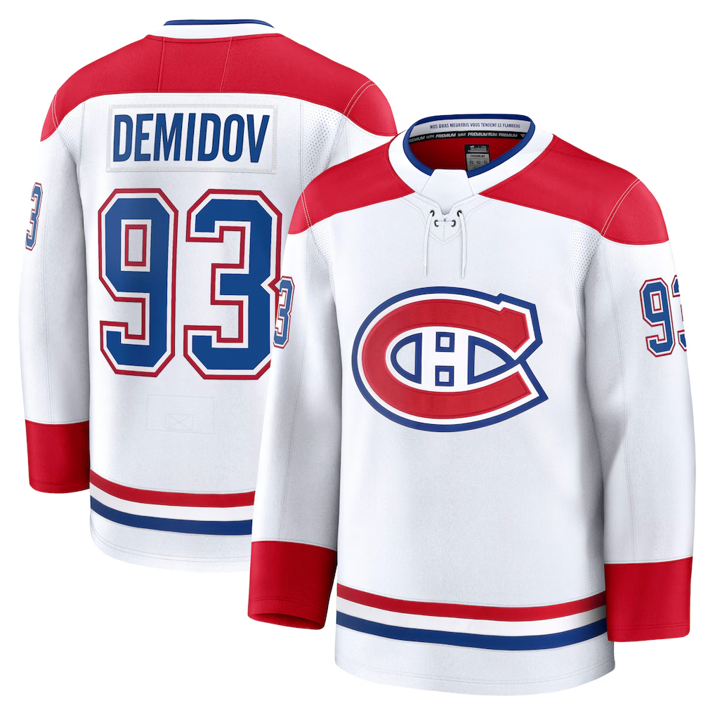 Tuec M.Canadiens #93 Ivan Demidov White Away Premium Jerseys