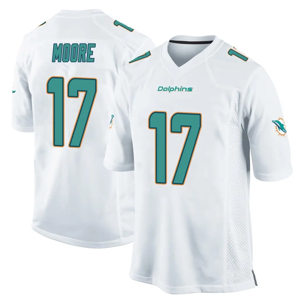 Tuec M.Dolphins #17 Trey Moore Player White Home Game Stitched Jerseys