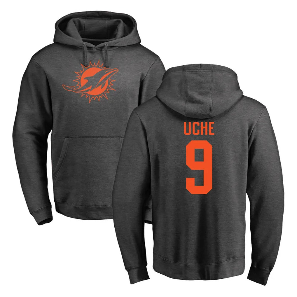 Tuec M.Dolphins #9 Joshua Uche Player Darkgray Pullover Hoodies Limited Stitched Jerseys