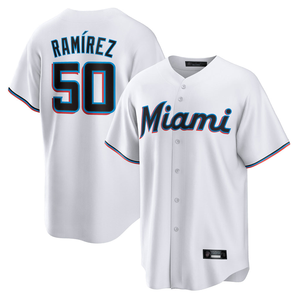 tuec M.Marlins #50 Agustin Ramirez Player White  Home Game Stitched Jerseys