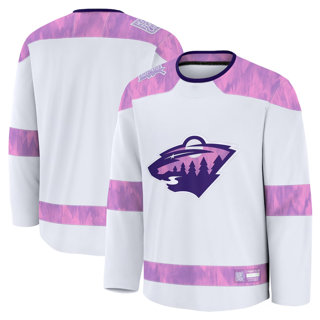 Tuec M.Wild White 2024 Hockey Fights Cancer Practice Jerseys