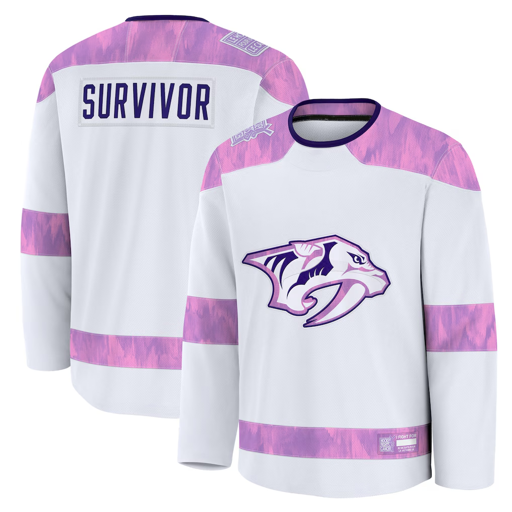 Tuec N.Predators White Hockey Fights Cancer Survivor Practice Jerseys