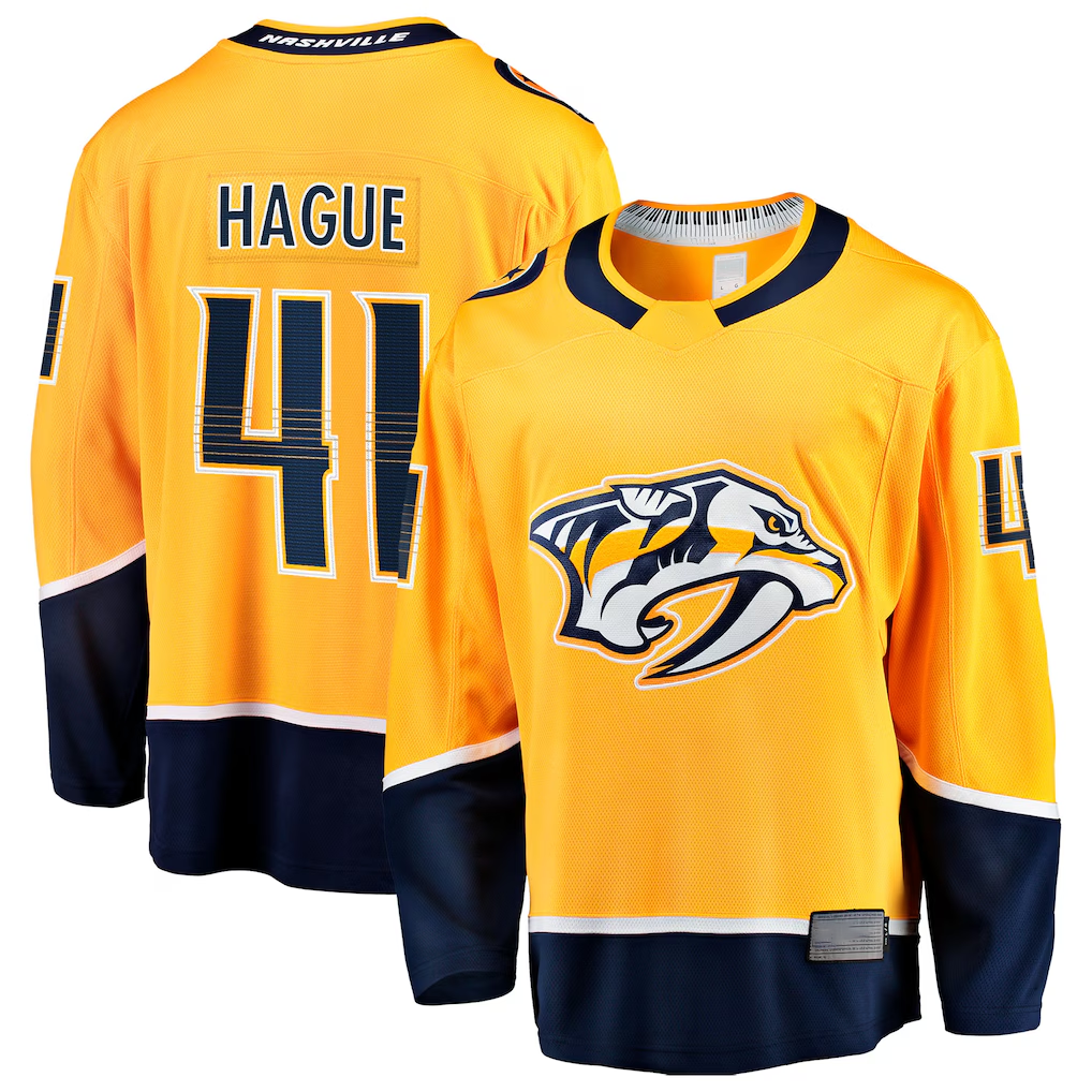 Tuec N.Predators #41 Nicolas Hague Gold Home Breakaway Jerseys