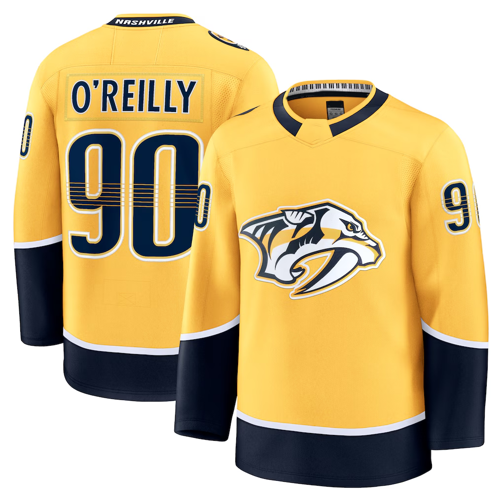 Tuec N.Predators #90 Ryan O'Reilly Yellow Home Premium Jerseys