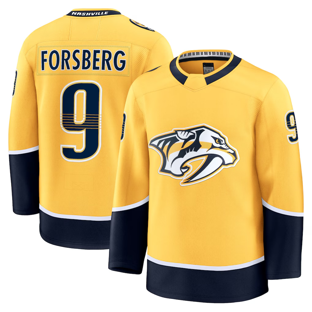 Tuec N.Predators #9 Filip Forsberg Gold Home Premium Jerseys