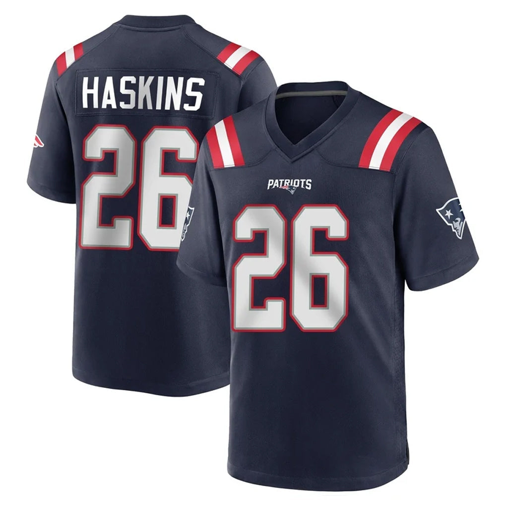 Tuec NE.Patriots #26 Hassan Haskins Navy Home Game Stitched Jerseys