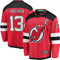 Tuec N.Jersey Devils #13 Nico Hischier Red Captain Patch Home Breakaway Jerseys