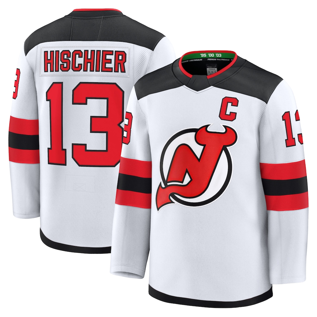 Tuec N.Jersey Devils #13 Nico Hischier White Away Premium Jerseys