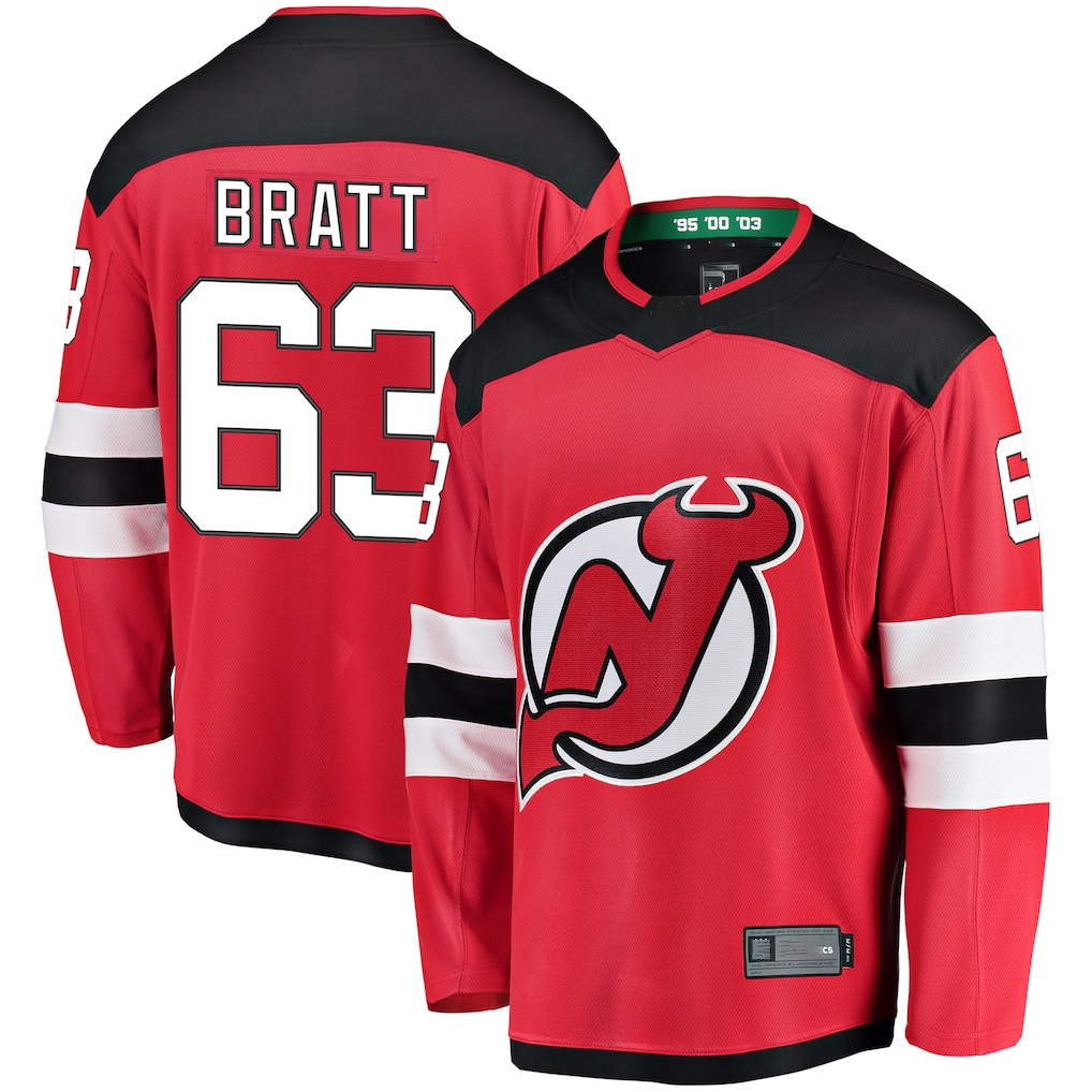 Tuec N.Jersey Devils #63 Jesper Bratt Red Home Breakaway Player Jerseys